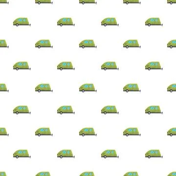 Green travel trailer caravan pattern background Stock Illustration