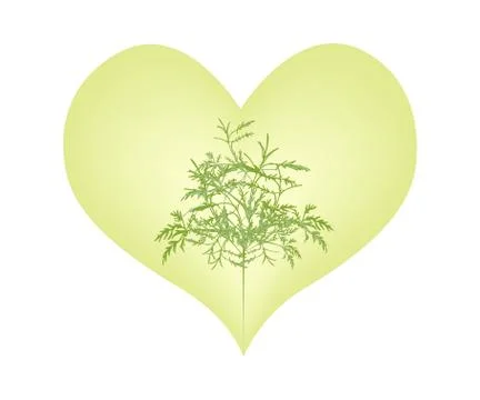 Green Tree in Beautiful A Heart Shape Stock Illustration