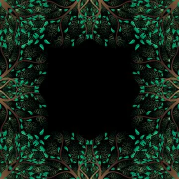 Green Tree Border isolated on Black Background2 Stock Illustration
