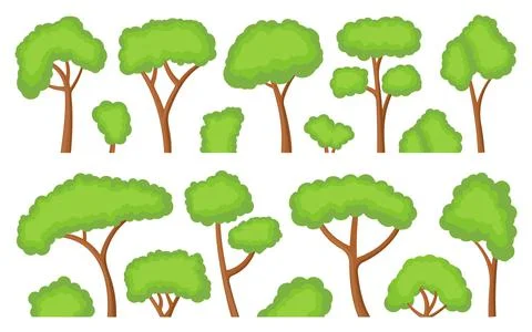 Green tree bush flat forest foliage floral plant Stock Illustration