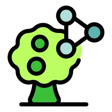 Green tree with connected circles representing nature technology and innovati Stock Illustration