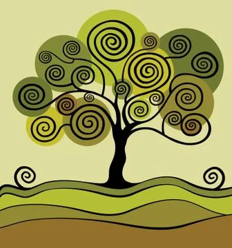Green tree with curls. Garden.decorative  tree Stock Illustration