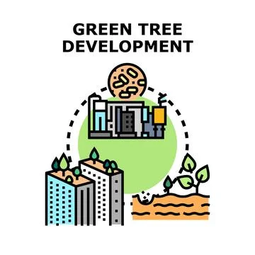 Green tree development improving cityscape and ecology Ilustración de archivo