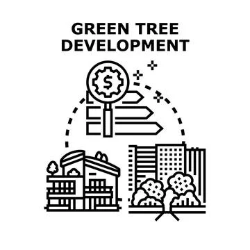 Green tree development improving urban sustainability concept Stock Illustration