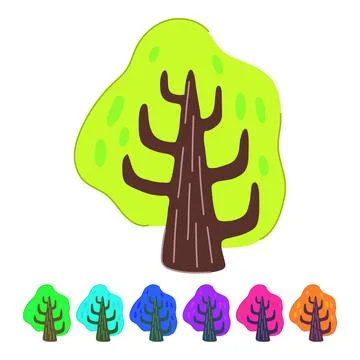 Green tree doodle flat vector cartoon graphic イラスト素材