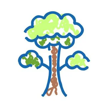 Green tree doodle representing nature and sustainability concept Stock Illustration