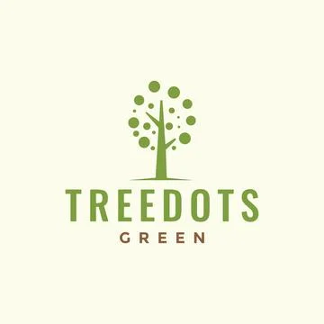 Green tree with dots leaf modern logo design vector graphic symbol icon ill.. Illustrazione stock