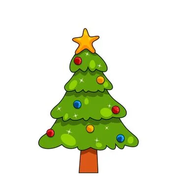 Green tree element for Christmas time, winter holiday isolated on white Stock Illustration