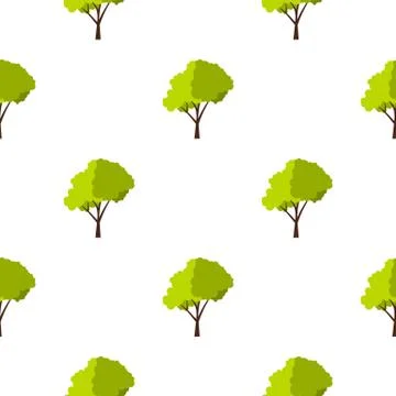 Green tree with fluffy crown pattern flat 스톡 일러스트
