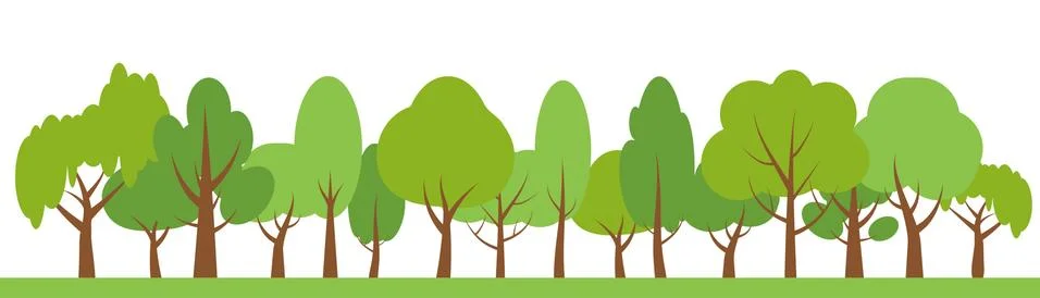 Green tree forest line border background vector Stock Illustration
