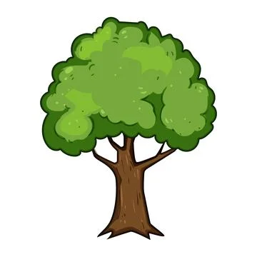 Green tree growing isolated cartoon illustration Stock Illustration