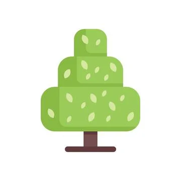Green tree growing with lush crown and brown trunk simple style vector Stock Illustration