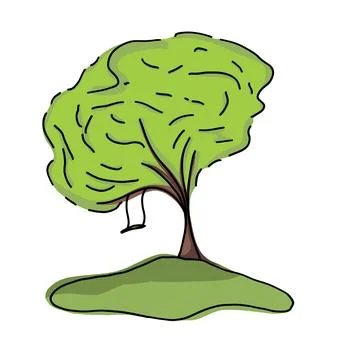 Green Tree Growing On Small Island Illustration Stock Illustration
