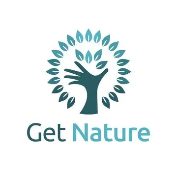 Green Tree Hand Get Circle Nature Leaves Logo Template Stock Illustration
