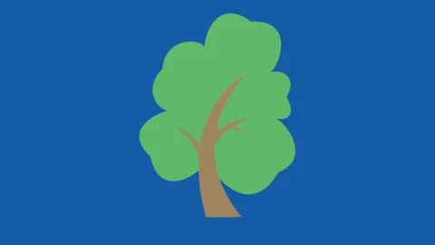 Green tree icon on blue background for environment and nature concept animation Stock Footage 332673640