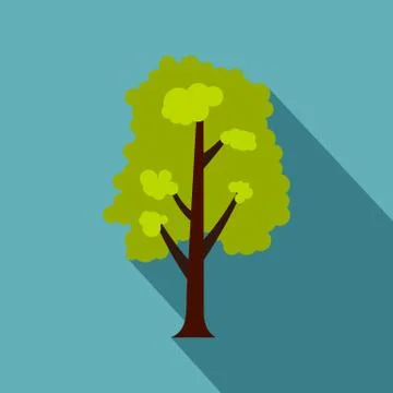 Green tree icon, flat style Ilustración de archivo