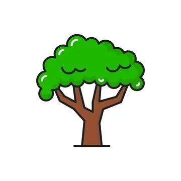 Green tree icon, forest or nature park plant Stock Illustration