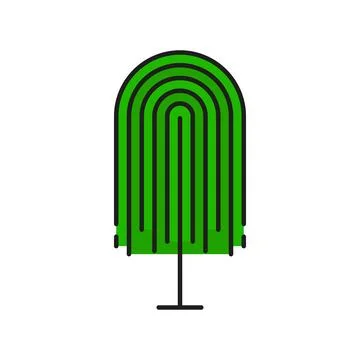 Green tree icon of forest or garden, willow plant Stock Illustration