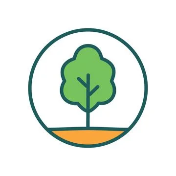 Green tree icon. Simple illustration of a tree with green leaves in a circl.. Stock Illustration