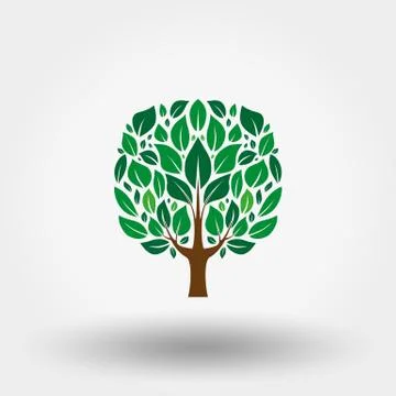 Green tree. Icon. Vector. Flat. Stock Illustration