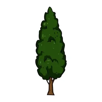 Green tree illustration with conical shape design Stock Illustration