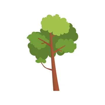 Green tree illustration. Single green tree. Abstract cartoon tree Stock Illustration