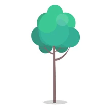 Green tree isolated on white close up vector illustration Stock Illustration