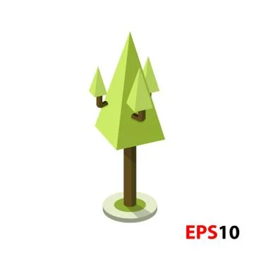 Green tree isometric illustration Stock Illustration