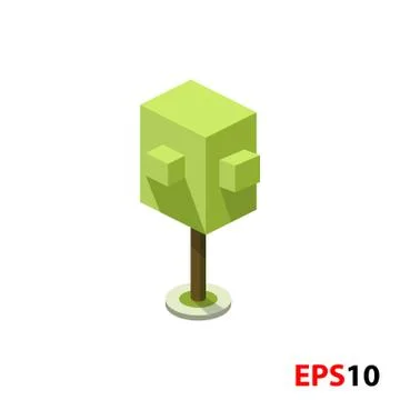 Green tree isometric illustration Stock Illustration