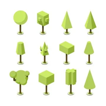 Green tree isometric illustration Stock Illustration