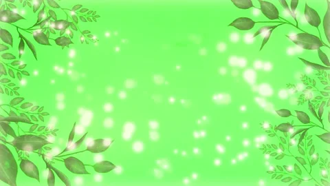 Green Tree Leaves Border Frame with Sparkling Bokeh Lights on Green Screen Chrom Stock Footage 336662527