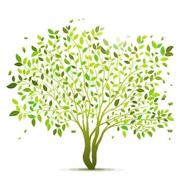 Green tree with leaves vector background Stock Illustration