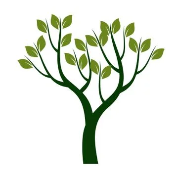 Green Tree with Leaves. Vector outline Illustration. Plant in Garden. Illustrazione stock