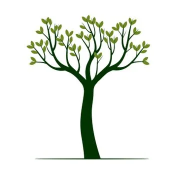 Green Tree with Leaves. Vector outline Illustration. Plant in Garden. Stock Illustration