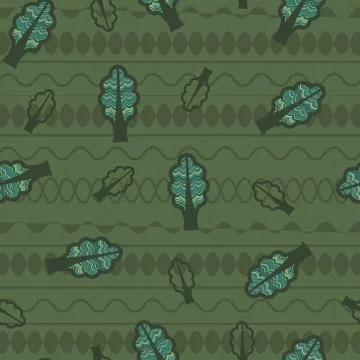 Green tree link leaves seamless repeating pattern Stock Illustration