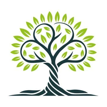 Green Tree Logo Design Nature Growth Eco Identity Stock Illustration