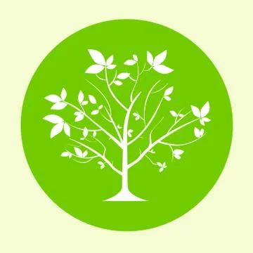 Green tree logo flat circle icon vector 스톡 일러스트