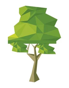 Green tree lowpoly Stock Illustration