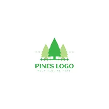 Green tree pine forest logo design icon illustration Stock Illustration