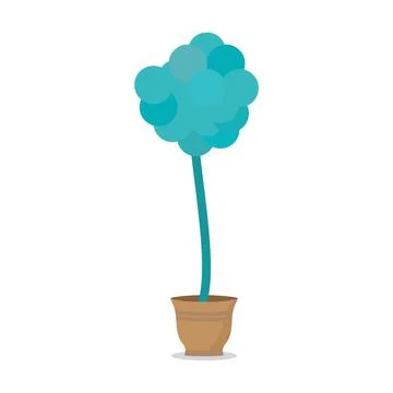 A green tree in a pot on a long trunk. Modern images of the plant in the pot Stock Illustration