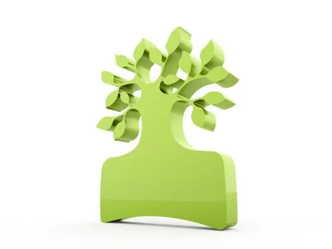 Green tree rendered isolated on white background Stock Illustration