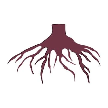 Green tree root cartoon vector illustration Stock Illustration