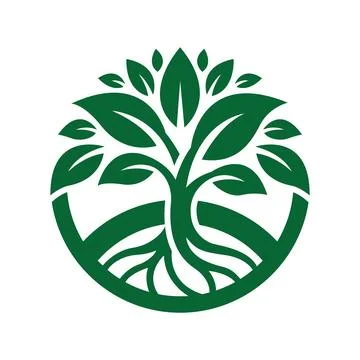 Green Tree Root Logo Design Nature Eco Life Vector. Stock Illustration