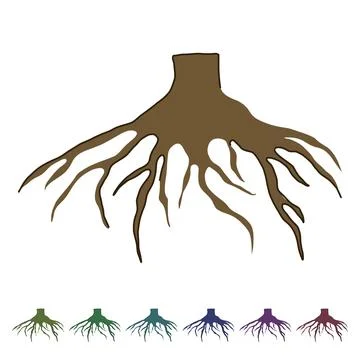 Green tree root vector cartoon graphic Illustrazione stock