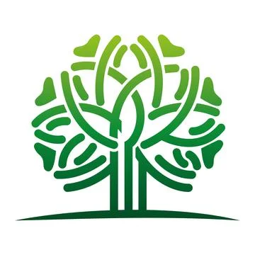Green Tree Roots Logo Eco Nature Stock Illustration