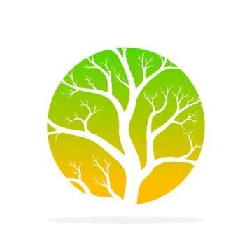 Green tree round icon. Vector illustration Stock Illustration