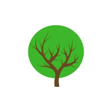 Green tree round icon, vector illustration logo design. Stock Illustration