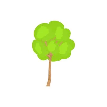 Green tree with a rounded crown icon Illustrazione stock