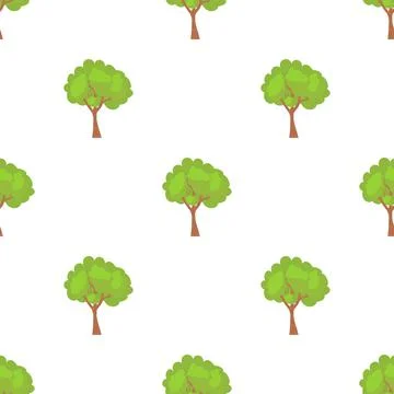 Green tree with a rounded crown pattern seamless vector Stock Illustration