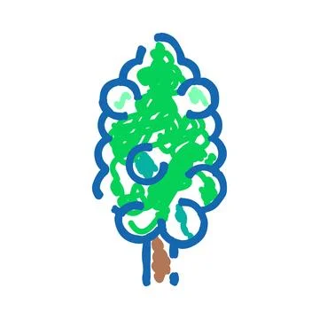 Green tree scribble drawing for child art education Stock-Illustration